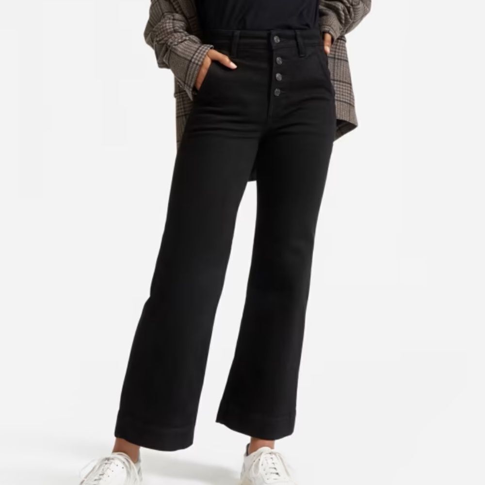 Everlane The Button Fly Wide Leg Black Jeans‎ Women’s Size 24